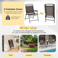 Tangkula 3-Piece Outdoor Bistro Set: Tempered Glass Table & Folding Chairs -Tangkula Shop GUEST aa56b0b8 99ca 4adc b307 a912a48ea511