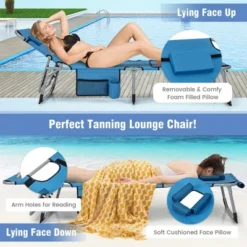 Tangkula Folding Chaise Lounge Chair Sunbathing Recliner W/ Face Hole & Removable Pillow -Tangkula Shop GUEST aa5c29ba 1043 4878 a4d6 fbed636e0786