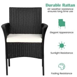 Tangkula Outdoor 2 PCS Rattan Dining Chair Patio Cushioned Arm Chair W/Zipper Black -Tangkula Shop GUEST aa886cba e9fa 4f8c 922d cfeaf459c245