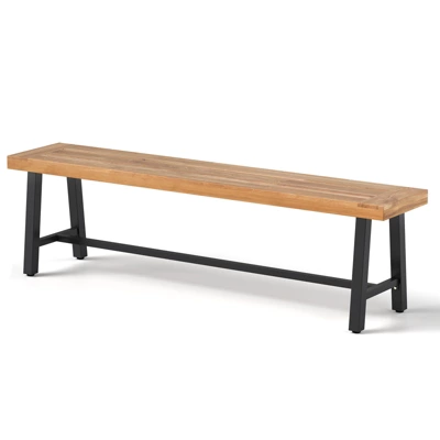 Tangkula 63 Inch Patio Bench Set Of 1/2, Acacia Wood Long Dining Bench W/ Heavy-Duty Metal Legs 8 Tangkula 63 Inch Patio Bench Set Of 1/2, Acacia Wood Long Dining Bench W/ Heavy-Duty Metal Legs - Image 8