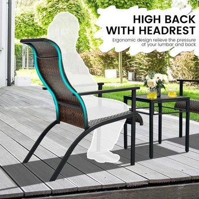 Tangkula 3PCS Rattan Bistro Chair Set Patio Furniture Set W/Table 2 Tangkula 3PCS Rattan Bistro Chair Set Patio Furniture Set W/Table - Image 2