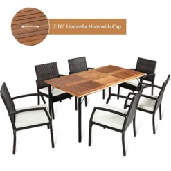 Tangkula 7-Piece Outdoor Dining Set with Acacia Wood Tabletop & 6 Cushioned Chairs 13 Tangkula 7-Piece Outdoor Dining Set with Acacia Wood Tabletop & 6 Cushioned Chairs -Tangkula Shop GUEST ab325a35 6759 4146 bfd5 2cc6480d6e31