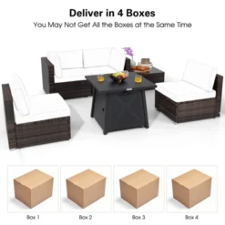 Tangkula 6-Piece Patio Furniture Set with 30-inch Propane Fire Pit Table -Tangkula Shop GUEST ab42643f 6380 435e 948a a852e1abfc7a