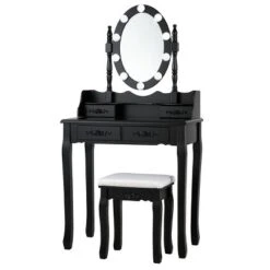 Tangkula Make-Up Vanity Table Dresser Set W/LED Light, Black Brown White 18 Tangkula Make-Up Vanity Table Dresser Set W/LED Light, Black Brown White -Tangkula Shop GUEST ab64e2ac 26f1 4f51 801d 9641c350e35a