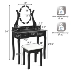 Tangkula Vanity Table Makeup Dresser Desk W/LED Light Drawers & Stool Black/Brown/White -Tangkula Shop GUEST ab6bd947 d0cc 4cad a6fd 71d0394953d9