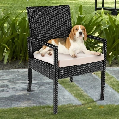 Tangkula 3 Pieces Patio Set Outdoor Wicker Rattan Furniture W/ Cushions 6 Tangkula 3 Pieces Patio Set Outdoor Wicker Rattan Furniture W/ Cushions - Image 6