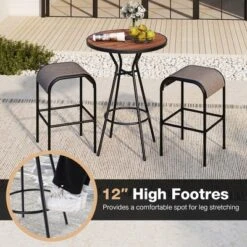 Tangkula 28" Outdoor Bar Table W/ Wood-Like Tabletop Umbrella Hole & Footrest For Backyard 9 Tangkula 28" Outdoor Bar Table W/ Wood-Like Tabletop Umbrella Hole & Footrest For Backyard -Tangkula Shop GUEST ab9811a4 c578 4a1c 943f 403fc7ae0970