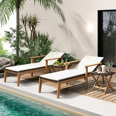 Tangkula Outdoor Chaise Lounge Chair W/ Armrests & 4-Level Backrest Adjustment 3 Tangkula Outdoor Chaise Lounge Chair W/ Armrests & 4-Level Backrest Adjustment - Image 3