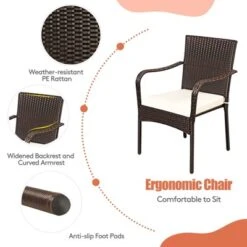 Tangkula 4 PCS Stackable Rattan Outdoor Dining Chairs with Waterproof Cushions -Tangkula Shop GUEST abb05032 b40a 4b7d ad75 9359edf92340