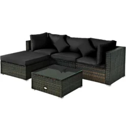 Tangkula 5-Piece Outdoor Patio Sectional Rattan Wicker Sofa Set W/ Cushion -Tangkula Shop GUEST abbebb13 8d19 4f3a a1bd d7b528095308