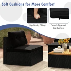 Tangkula 5 Piece Outdoor Rattan Furniture Set with Acacia Wood Tabletop -Tangkula Shop GUEST abc267b9 a274 4144 9050 a65e42756e2b