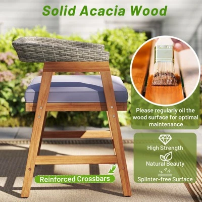 Tangkula 5-Piece Patio Dining Set - Solid Acacia Wood & Rattan Chairs with Cushions 6 Tangkula 5-Piece Patio Dining Set - Solid Acacia Wood & Rattan Chairs with Cushions - Image 6