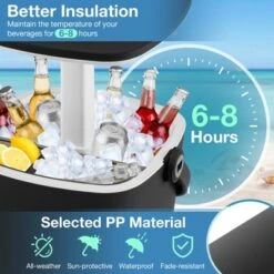 Tangkula Portable Cooler Table With Handle Cooler W/ Lift Top Lid & Bottle Opener 3-in-1 Outdoor Cocktail Drink Table Black/Blue -Tangkula Shop GUEST ac31a69a a971 4d5b 9007 66b5106178e7