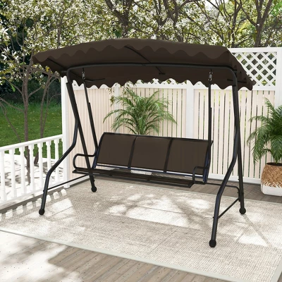 Tangkula 3-Seat Outdoor Swing, Porch Canopy Swing W/ Adjustable Shading Breathable Seat 1 Tangkula 3-Seat Outdoor Swing, Porch Canopy Swing W/ Adjustable Shading Breathable Seat
