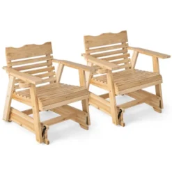 Tangkula 1PC/2PCS Outdoor Fir Wood Rocking Chair Outdoor Glider Chair With Rotatable Hidden Cup Holder And Curved Seat -Tangkula Shop GUEST ac517af9 7f61 494f 9d22 665619c5041f