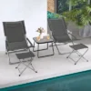 Tangkula 5-Piece Patio Sling Chair Set Folding Lounge Chairs W/ Coffee Table Yard, Poolside