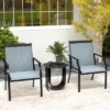 Tangkula Set of 2 Patio Dining Chairs - Breathable Outdoor Armchairs with Sturdy Metal Frame
