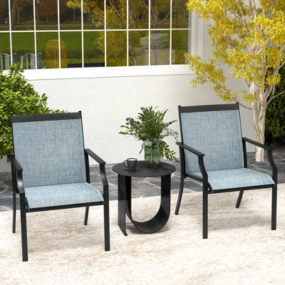 Tangkula Set of 2 Patio Dining Chairs - Breathable Outdoor Armchairs with Sturdy Metal Frame 1 Tangkula Set of 2 Patio Dining Chairs - Breathable Outdoor Armchairs with Sturdy Metal Frame
