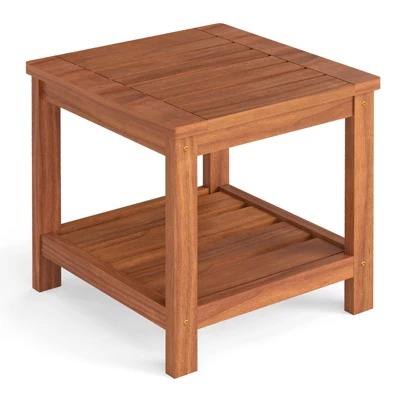Tangkula 2-Tier Wood Adirondack Side Table with Storage Shelf 8 Tangkula 2-Tier Wood Adirondack Side Table with Storage Shelf - Image 8