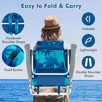 Tangkula 4 PCS Beach Chair 5-Position Outdoor Reclining Chairs W/ Head Pillow & Storage Bag 2 Tangkula 4 PCS Beach Chair 5-Position Outdoor Reclining Chairs W/ Head Pillow & Storage Bag - Image 2