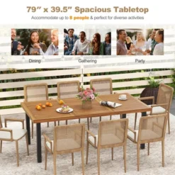 Tangkula 79-inch Acacia Wood Outdoor Dining Table - 8-Person Capacity with Umbrella Hole -Tangkula Shop GUEST acdd1ffd 7116 4403 b5e9 d55a281439da