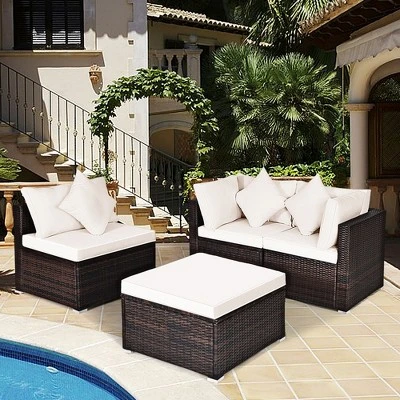 Tangkula 4PCS Rattan Patio Sofa Conversation Set Outdoor Furniture Set W/ Cushion 2 Tangkula 4PCS Rattan Patio Sofa Conversation Set Outdoor Furniture Set W/ Cushion - Image 2