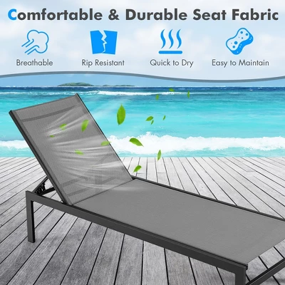 Tangkula Patio Chaise Lounge Outdoor Adjustable Lounge Chair W/ 6-Position Backrest Grey 4 Tangkula Patio Chaise Lounge Outdoor Adjustable Lounge Chair W/ 6-Position Backrest Grey - Image 4