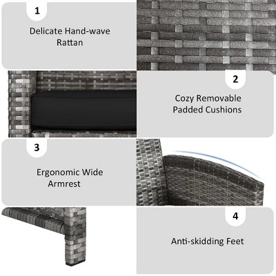 Tangkula 4-Piece Outdoor Patio Furniture Set - Rattan Wicker Conversation Sofa Collection 2 Tangkula 4-Piece Outdoor Patio Furniture Set - Rattan Wicker Conversation Sofa Collection - Image 2