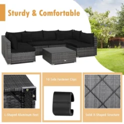 Tangkula 7PCS Patio Rattan Sectional Sofa Set Outdoor Furniture Set W/ Cushions -Tangkula Shop GUEST ad163179 975d 4b0b 8bf3 b2e91d29c25c
