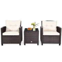 Tangkula 3-Piece Outdoor Wicker Conversation Set with Plush Cushions -Tangkula Shop GUEST ad21f4d8 7491 40fc b707 4697e7c41097