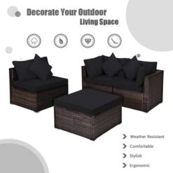 Tangkula 4PCS Rattan Patio Conversation Furniture Set Yard Outdoor W/ Black Cushion 13 Tangkula 4PCS Rattan Patio Conversation Furniture Set Yard Outdoor W/ Black Cushion -Tangkula Shop GUEST ad3a3250 3b3e 456e 8b93 28c3d57476a9