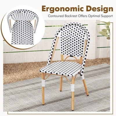 Tangkula 3-Piece French Bistro Set: Outdoor Wicker Table and 2 Chairs 6 Tangkula 3-Piece French Bistro Set: Outdoor Wicker Table and 2 Chairs - Image 6