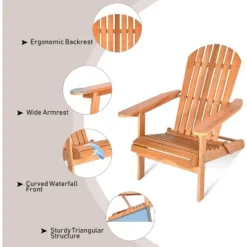 Tangkula 4PCS Folding Adirondack Chair Weather Resistant Outdoor Chair Eucalyptus Wood Adirondack Lounger Chair For Patio -Tangkula Shop GUEST ad748f2d 638f 4b4c ba43 864bd701af5c