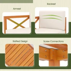 Tangkula 5-Piece Modular Acacia Wood Patio Sectional Sofa Set with Coffee Table -Tangkula Shop GUEST adb90773 ea07 4a04 be5f 6e92deb2b43b