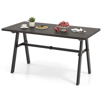 Tangkula 59" X 29.5" Rectangle Rustproof Patio Dining Table W/ 1.93" Umbrella Hole 6 Tangkula 59" X 29.5" Rectangle Rustproof Patio Dining Table W/ 1.93" Umbrella Hole - Image 6