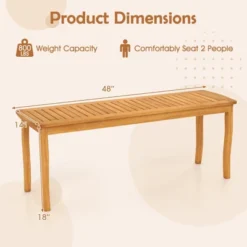 Tangkula 2PCS 47" Long Patio Dining Bench W/ Slatted Seat Backless Wooden Picnic Bench -Tangkula Shop GUEST ae24bdb8 1749 4c64 b4d5 772d68e6a231