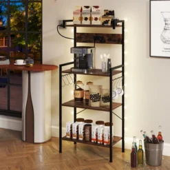Tangkula Kitchen Bakers Rack W/ Power Outlet 4 Tiers Coffee Bar Table W/ 2 AC Outlets -Tangkula Shop GUEST ae52fe81 0826 487e 89d3 98b4bcdb5d2e