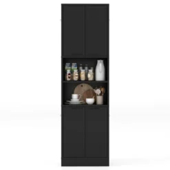 Tangkula Kitchen Pantry Cabinet 75” Tall Freestanding Cupboard With Doors & Shelves Safety Hinges & Anti-tipping Devices Black/White -Tangkula Shop GUEST ae612869 281a 45a3 b033 ba13734cd887