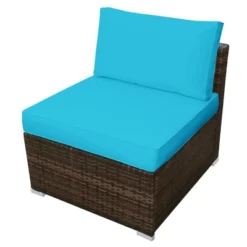 Tangkula 5-Piece Outdoor Rattan Wicker Sofa Set Lounge Chair With Turquoise Cushions 14 Tangkula 5-Piece Outdoor Rattan Wicker Sofa Set Lounge Chair With Turquoise Cushions -Tangkula Shop GUEST ae9105e4 135f 4bb8 a709 9654693fd018