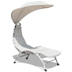 Tangkula Outdoor Canopy Swing Chaise Lounge with Ergonomic Cushion