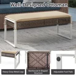 Tangkula 43" Wicker Patio Ottoman - Versatile Outdoor Bench & Coffee Table with Cushion -Tangkula Shop GUEST aee2eb3d bd56 4057 84ad ab17b9da0a7b 1