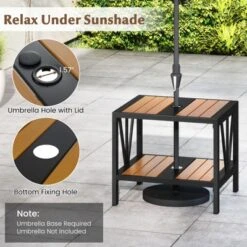 Tangkula 2-Tier Outdoor Side Table with 1.57" Umbrella Hole and Storage Shelf -Tangkula Shop GUEST af214438 abf8 4ef8 9048 6088e7596d50