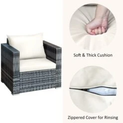 Tangkula 3-Piece Patio Wicker Conversation Set Bistro Rattan Sofa Chair With Washable Cushion -Tangkula Shop GUEST af2cc8fb ee1c 4224 ae32 833968f3f2a4