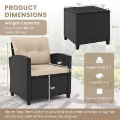 Tangkula 3-Piece Rattan Patio Conversation Set with Glass Top Coffee Table -Tangkula Shop GUEST af7a800c 0d6d 43c0 8be4 85eb93a07ae7