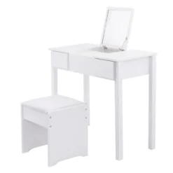 Tangkula 2 Drawers Make-up Mirror Set Vanity Dressing Table Flip-type Desktop With Stool 17 Tangkula 2 Drawers Make-up Mirror Set Vanity Dressing Table Flip-type Desktop With Stool -Tangkula Shop GUEST afacbc5b 4e03 4f65 b2cf baa243e170da