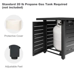 Tangkula 9 PCS Rattan Dinning Set Wicker Sofa W/Propane Gas Fire Pit 60,000 Btu Heater -Tangkula Shop GUEST afb11881 9897 43cb b507 ed5f5bb9717c