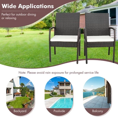 Tangkula Set of 2 Patio PE Rattan Wicker Dining Armchairs with Removable Cushions 4 Tangkula Set of 2 Patio PE Rattan Wicker Dining Armchairs with Removable Cushions - Image 4
