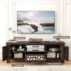 Tangkula 55" Retro TV Stand Media Entertainment Center W/ Mirror Doors & Drawer Brown 14 Tangkula 55" Retro TV Stand Media Entertainment Center W/ Mirror Doors & Drawer Brown -Tangkula Shop GUEST afde210f 5f93 430f bd08 12a2ad2f3d5f