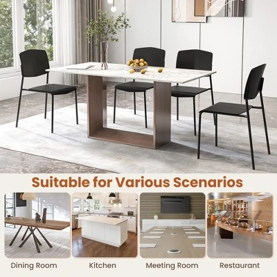 Tangkula Dining Chair Set Of 2 W/Ergonomic Backrest & Wide Seat Stackable Kitchen Chairs 4 Tangkula Dining Chair Set Of 2 W/Ergonomic Backrest & Wide Seat Stackable Kitchen Chairs - Image 4