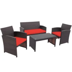 Tangkula 8-Piece Outdoor Patio Furniture Set with Weather-Resistant Rattan and Red Cushions -Tangkula Shop GUEST b05e525a b5d8 48cf 867f 0c47aa7a83f0